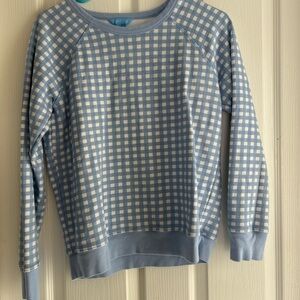 Draper James Blue and White Gingham Pullover Sweatshirt